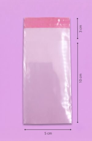 Bolsa de celofán transparente con adhesivo 5x10+3 cm para empaque de mayoreo
