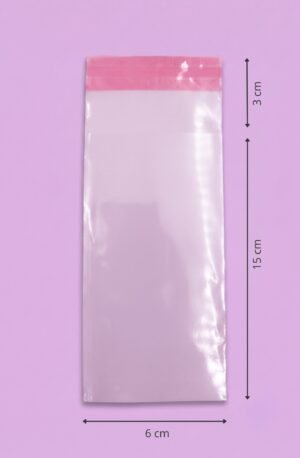 Bolsa de celofán transparente con adhesivo 6x15+3 cm para empaque de mayoreo