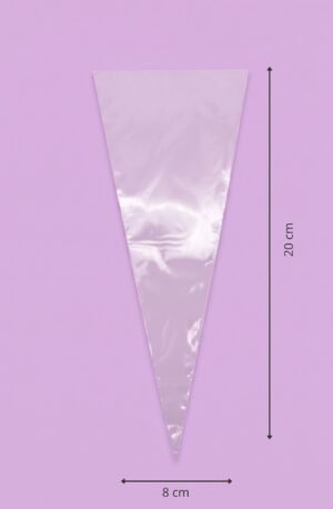 Bolsa cono de celofán transparente 8x20 cm para empaque de productos al mayoreo