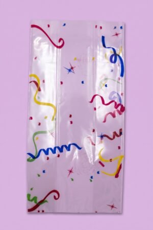Bolsa de celofán peluchera decorada con confeti, venta al mayoreo