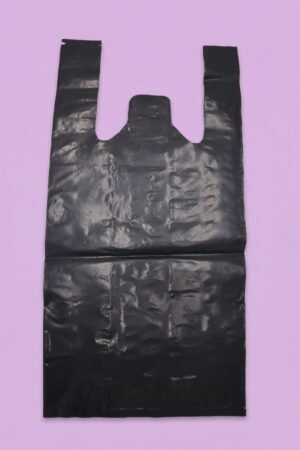 Bolsa de polietileno negra con asa 27x17.5x37 cm para empaque de regalos, venta al mayoreo