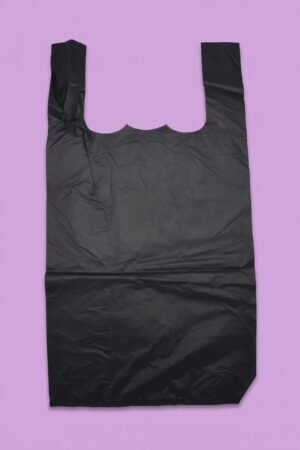 Bolsa de polipapel negra con asa 27.5x17x37.5 cm para empaque de regalos, venta al mayoreo