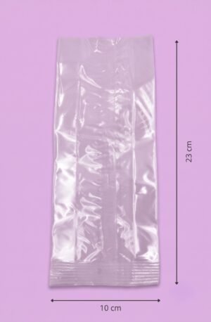 Bolsa de celofán transparente con fuelle 10x5x23 cm para empaque de productos al mayoreo