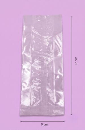 Bolsa de celofán transparente con fuelle 9x4.5x22 cm para empaque de productos al mayoreo