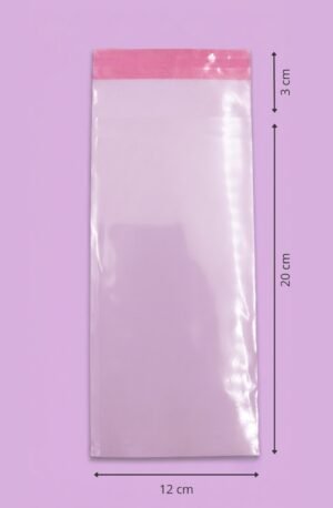 Bolsa de celofán transparente con adhesivo 12x20+3 cm para empaque de mayoreo