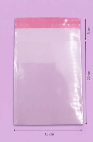 Bolsa de celofán transparente con adhesivo 15x20+3 cm para empaque de mayoreo