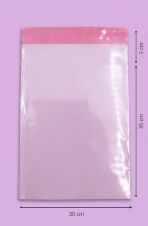 Bolsa de celofán transparente con adhesivo 30x35+3 cm para empaque de mayoreo