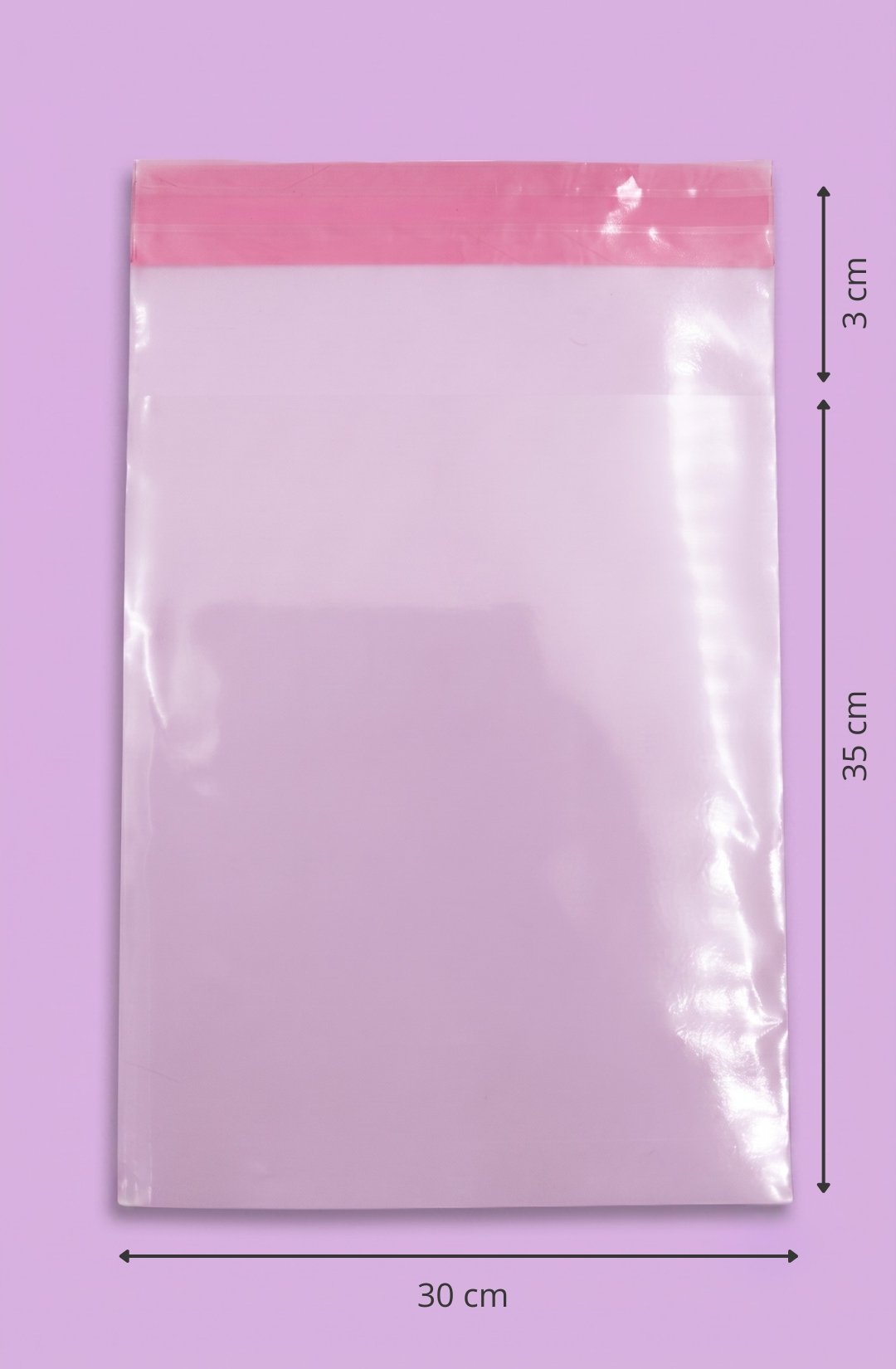 Bolsa de celofán transparente con adhesivo 30x35+3 cm para empaque de mayoreo