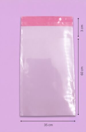 Bolsa de celofán transparente con adhesivo 35x60+3 cm para empaque de mayoreo