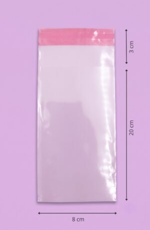 Bolsa de celofán transparente con adhesivo 8x20+3 cm para empaque de mayoreo