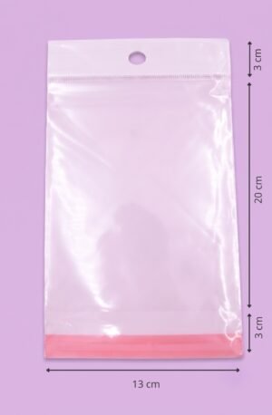 Bolsa de polipropileno transparente con cenefa, euroslot y cierre autoadherible, medida 13x20+3+3 cm, para empaque de productos al mayoreo