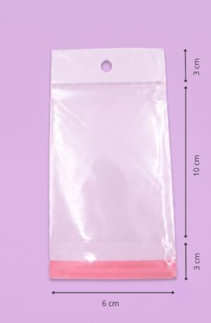 Bolsa de celofán transparente con cenefa decorativa, medida 6x10+3+3 cm, para empaque de productos al mayoreo