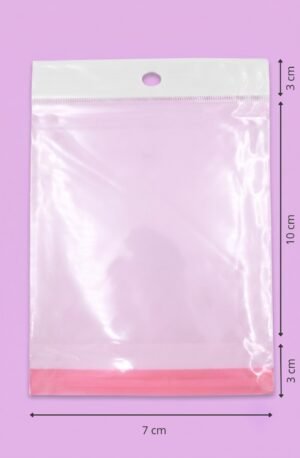 Bolsa de polipropileno transparente con cenefa, euroslot y cierre autoadherible, medida 7x10+3+3 cm, para empaque de productos al mayoreo
