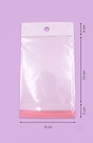 Bolsa de polipropileno transparente con cenefa, euroslot y cierre autoadherible, medida 9x12+3+3 cm, para empaque de productos al mayoreo
