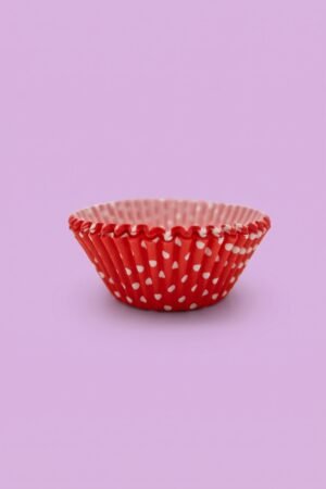 Capacillos de papel rojo con puntitos blancos para cupcakes y muffins, venta al mayoreo