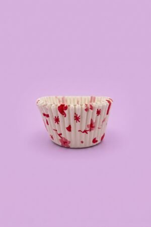 Capacillos de papel con globos rojos en forma de corazón y flores rojas para cupcakes, venta al mayoreo