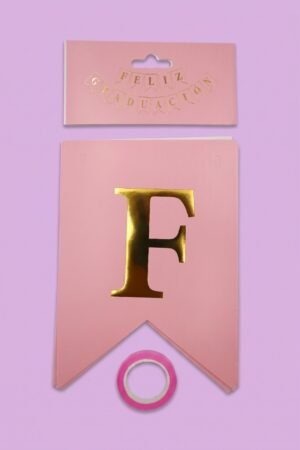 Banderín de letras Feliz Cumpleaños color rosa con listón para colgar, decoración de fiestas al mayoreo