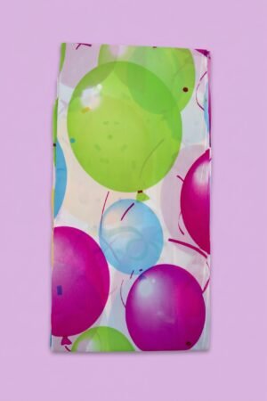 Mantel para fiesta decorado con globos, medidas 1.32 x 1.78 m, venta al mayoreo