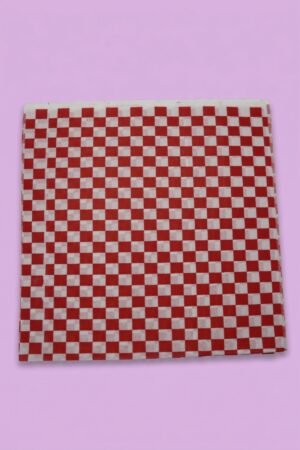 Papel encerado para alimentos 30x30 cm diseño de cuadros rojo y blanco, venta al mayoreo