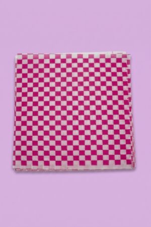 Papel encerado para alimentos 30x30 cm diseño de cuadros rosa y blanco, venta al mayoreo